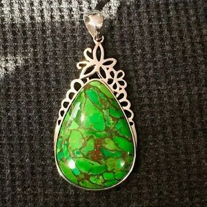 Copper Infused Green Turquoise Sterling Silver Pe… - image 1